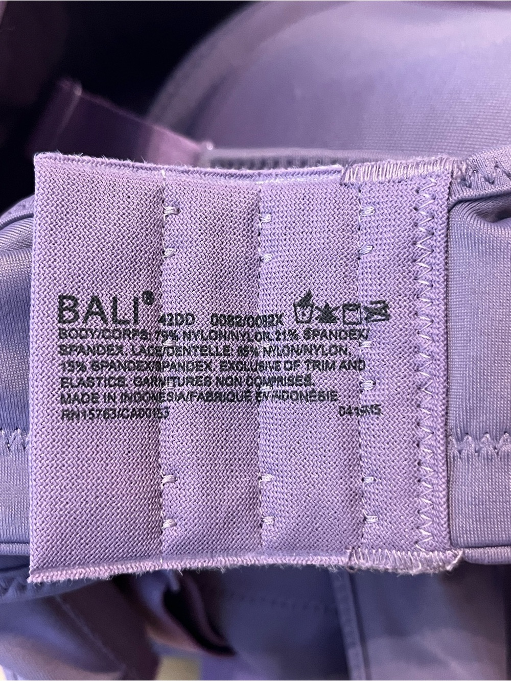 Bali Lift Underwire Full Coverage Bra DF0082 Size 42DD Lilac - Picture 7 of 7
